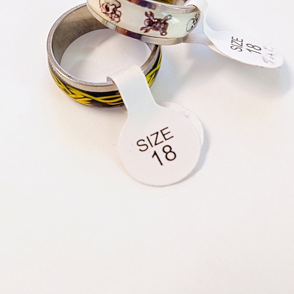 Silver Skull And Yellow Patterned Stackable Ring Set - Picture 4 of 8